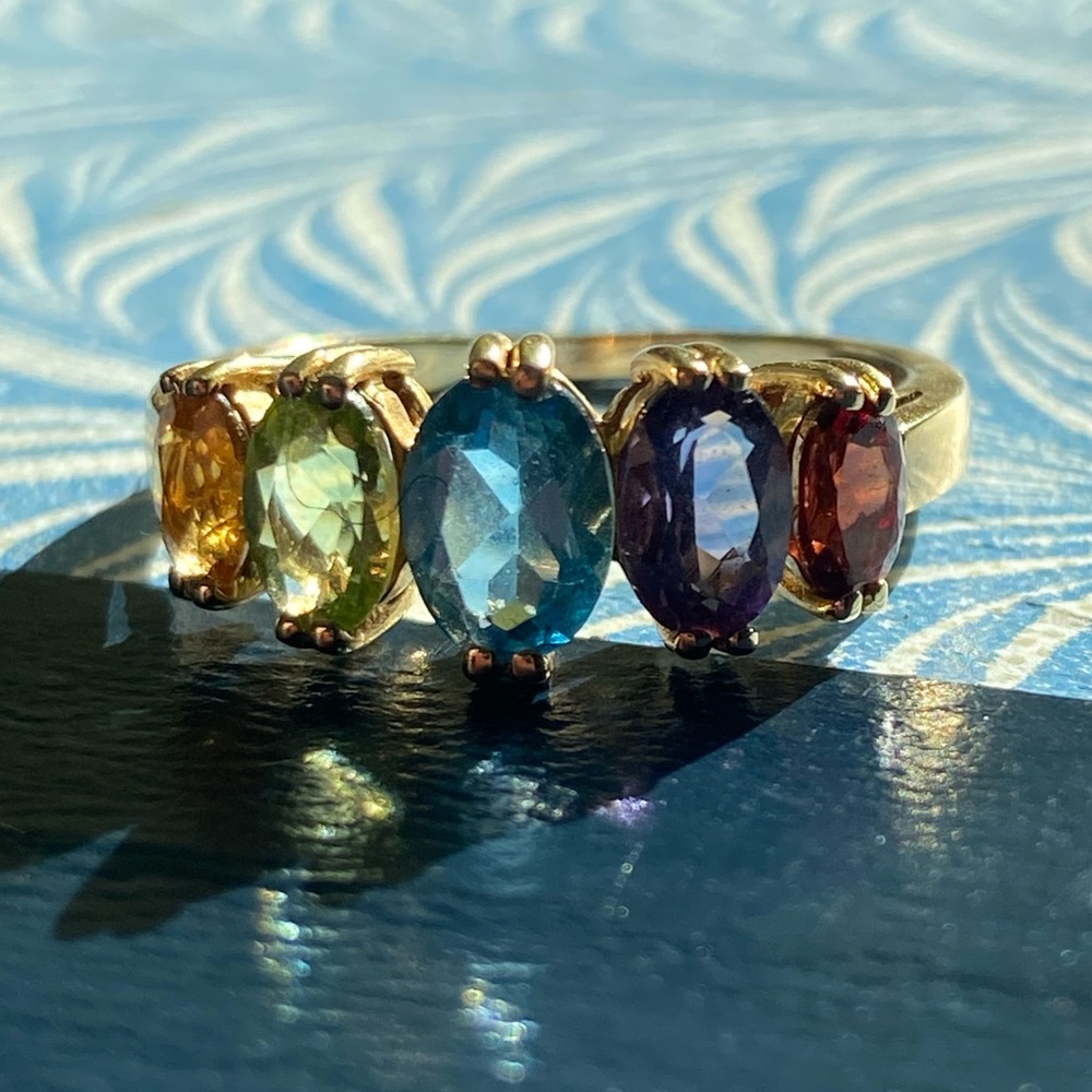 Multicolor Gemstone Gold Ring